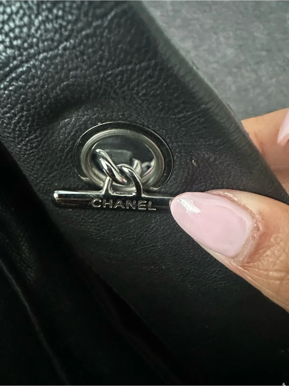 CHANEL Black Quilted Leather Shoulder Bag with Silver CC Hardware